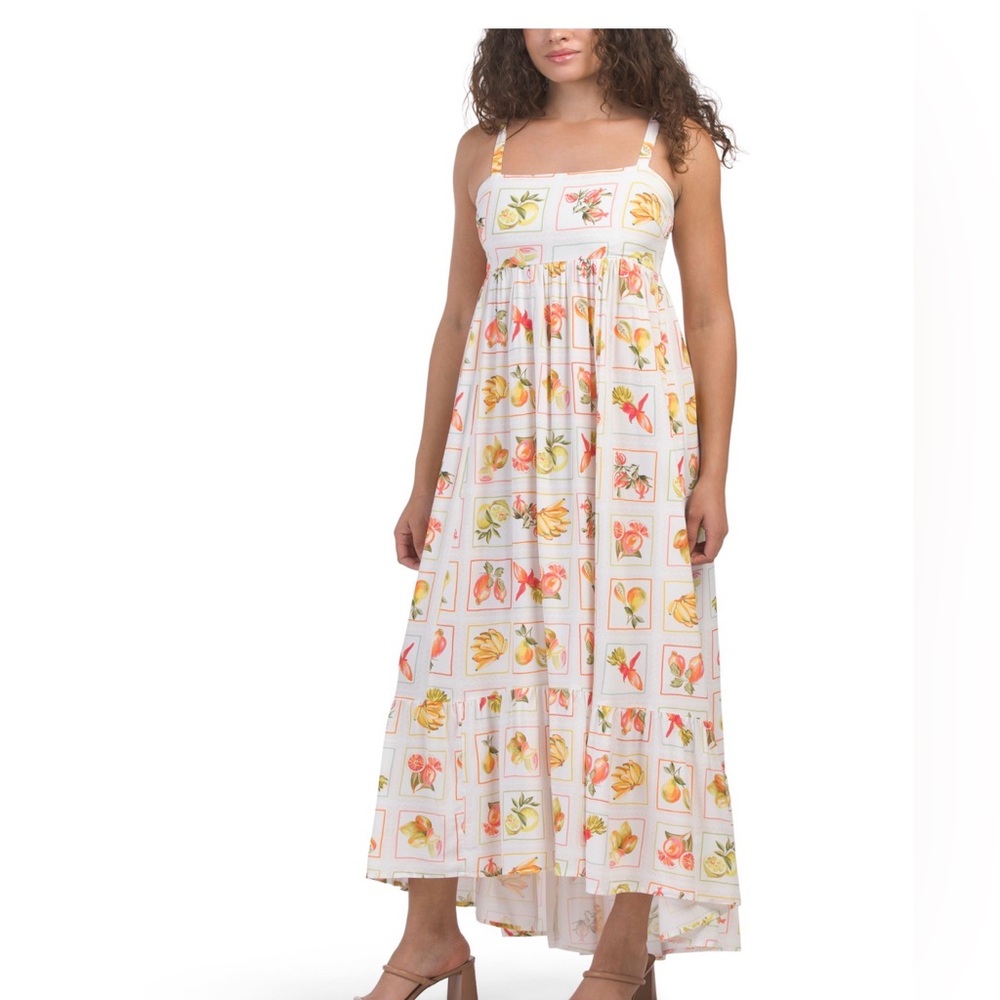 Anthropologie Midi Dress  Fruit Cottagecore Size M Spring Summer